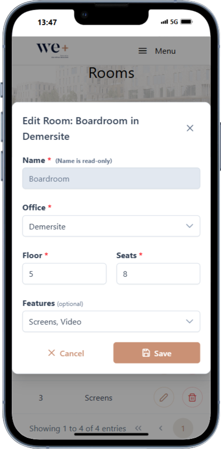 Screenshot Booking Tool Mobile